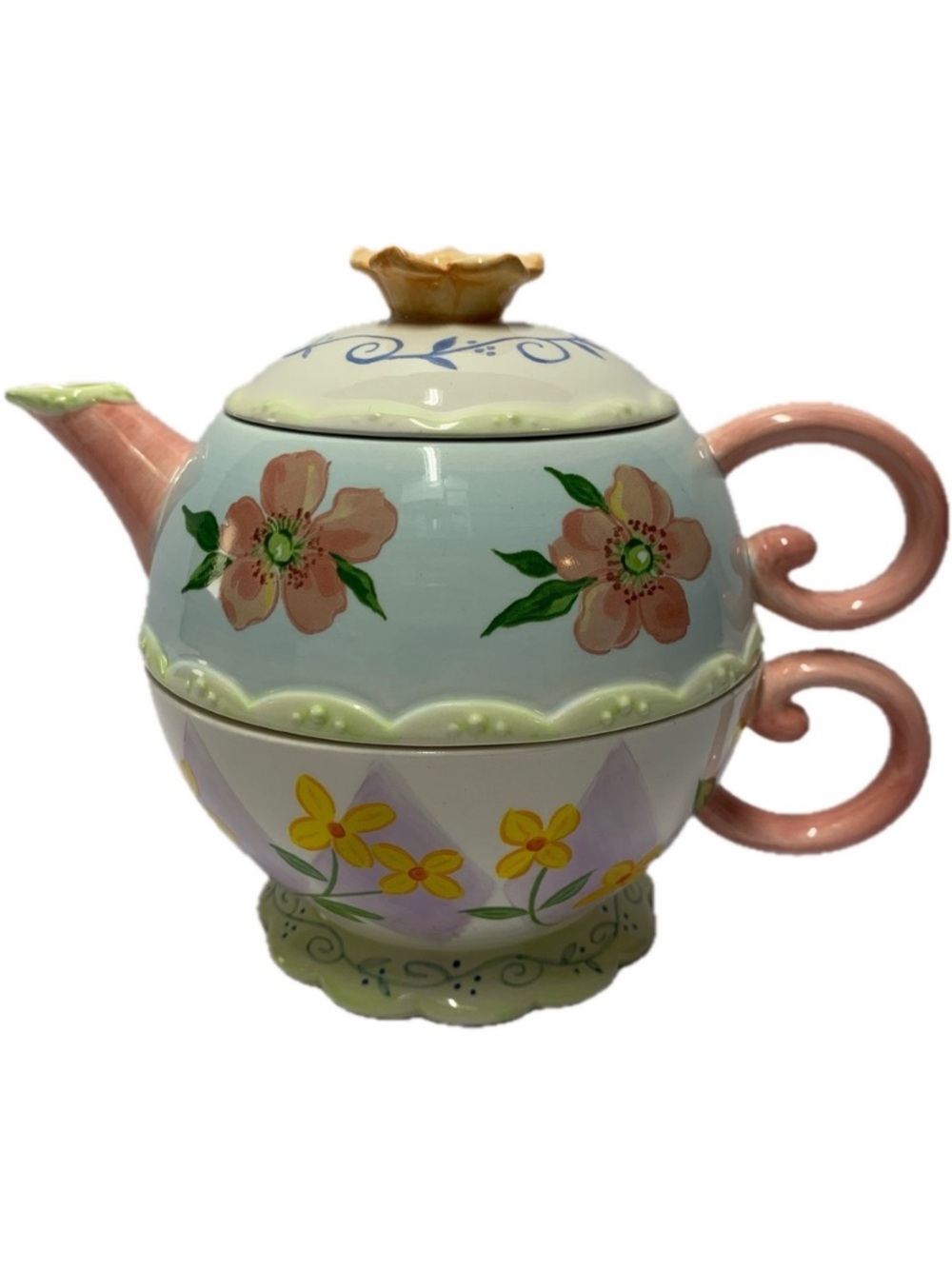 Vintage Avon China Tea for One Teapot Cup Set Floral Cottagecore NIB
